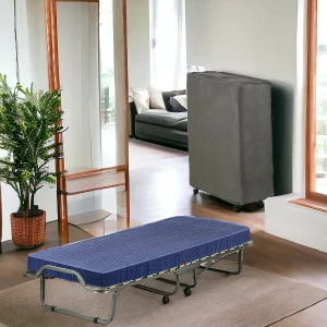 Daaltone opklapbed, ruimtebesparend veldbed met 15 latten, inclusief beschermhoes, 100% Made in Italy, 80x200h40 cm, inclusief memory-matras