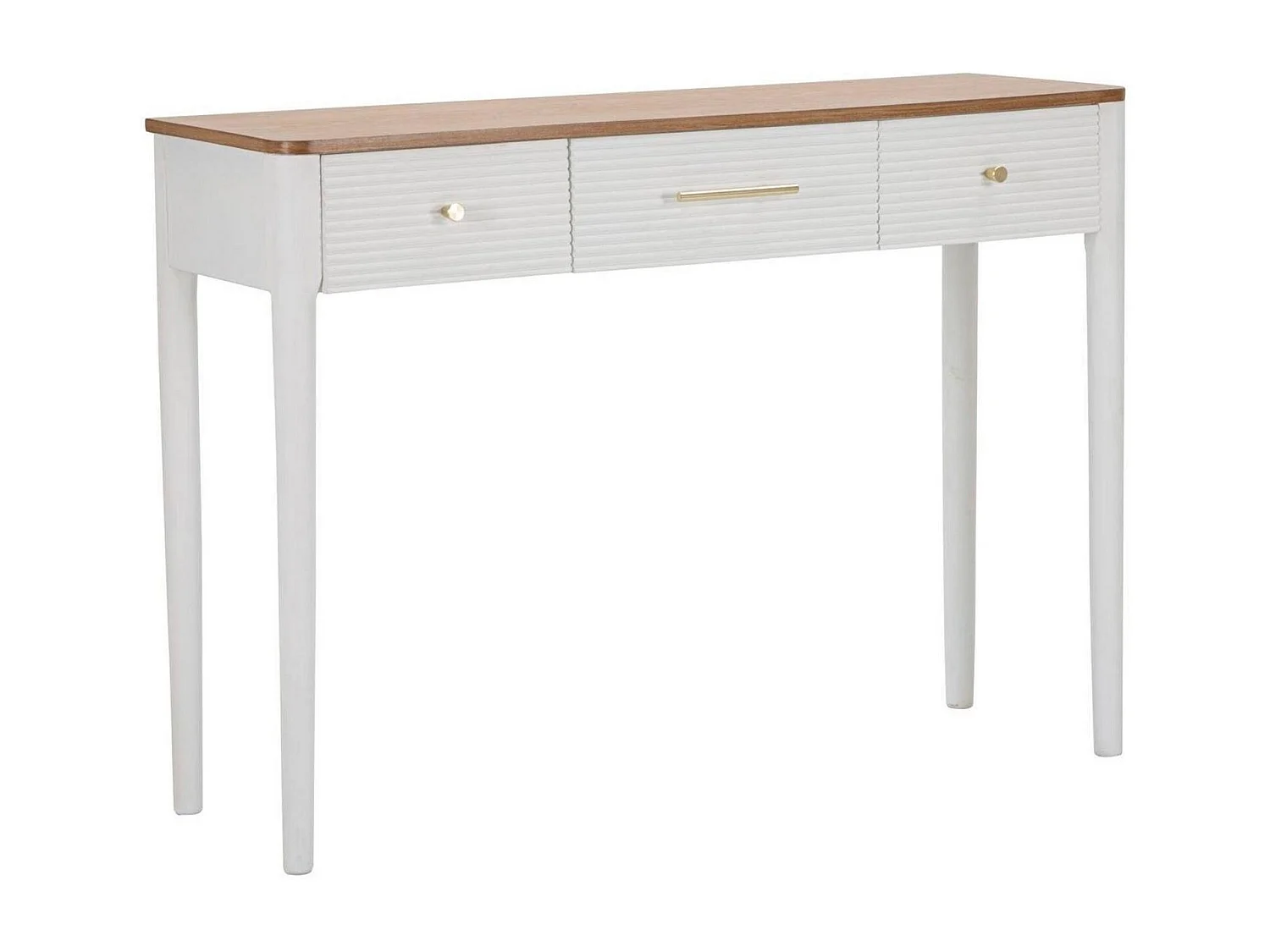 Crypto console, Multifunctionele tafel, Bijzetkast, Gangbureau, 107x37 h80 cm, Wit en Bruin