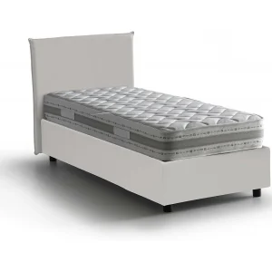 Dbartol eenpersoonsbed, Opbergbed met bekleding van eco-leer, 100% Made in Italy, Opening aan de voorkant, inclusief matras van 90×200 cm, Wit Dbartol eenpersoonsbed, Opbergbed met bekleding van eco-leer, 100% Made in Italy, Opening aan de voorkant, inclusief matras van 90×200 cm, Wit