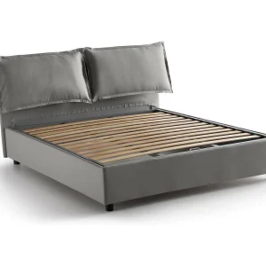 Dabdelli tweepersoonsbed, Opbergbed met stoffen bekleding, 100% Made in Italy, Opening aan de voorzijde, geschikt voor matras 160×200 cm, Grijs