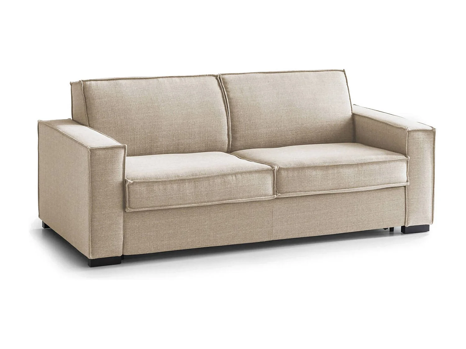 Dekuba slaapbank, 2-zitsbank, 100% Made in Italy, woonkamerbank met draaibare opening, in gewatteerde stof, met standaard armleuningen, 180x95h90 cm, Beige
