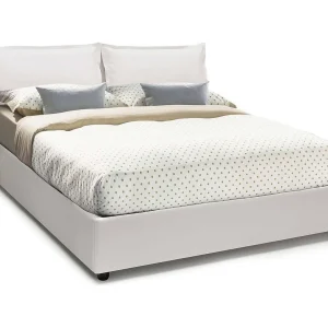 Dharrou tweepersoonsbed, Opbergbed met eco-lederen bekleding, 100% Made in Italy, Opening aan de voorzijde, geschikt voor matras 140×190 cm, Wit Dharrou tweepersoonsbed, Opbergbed met eco-lederen bekleding, 100% Made in Italy, Opening aan de voorzijde, geschikt voor matras 140×190 cm, Wit