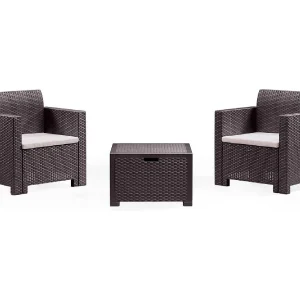 Dkrajn loungeset voor buiten, Tuinset met kussens, Loungeset voor binnen en buiten met rotaneffect, 100% Made in Italy, Bruin Dkrajn loungeset voor buiten, Tuinset met kussens, Loungeset voor binnen en buiten met rotaneffect, 100% Made in Italy, Bruin