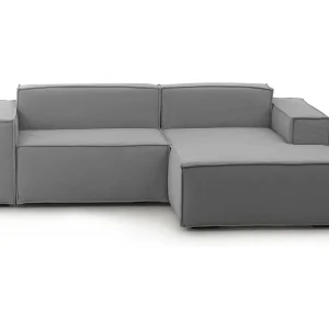Dgatta vaste bank, Grote 2-zits modulaire bank met rechterschiereiland, 100% Made in Italy, Moderne stoffen bank, 240x170h70 cm, Grijs