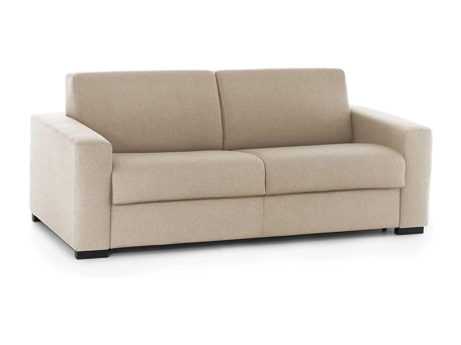 Daaze slaapbank, 2-zitsbank, 100% Made in Italy, woonkamerbank met draaibare opening, in gewatteerde stof, met standaard armleuningen, 180x95h90 cm, Beige