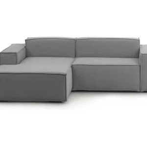 Dcagnan vaste bank, Grote 2-zits modulaire bank met linkerschiereiland, 100% Made in Italy, Moderne stoffen bank, 240x170h70 cm, Grijs