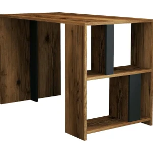 Dpican-werktafel, Multifunctioneel Bureau, PC-kantoortafel, Aanrecht, 120x60h75 cm, Walnoot en Antraciet