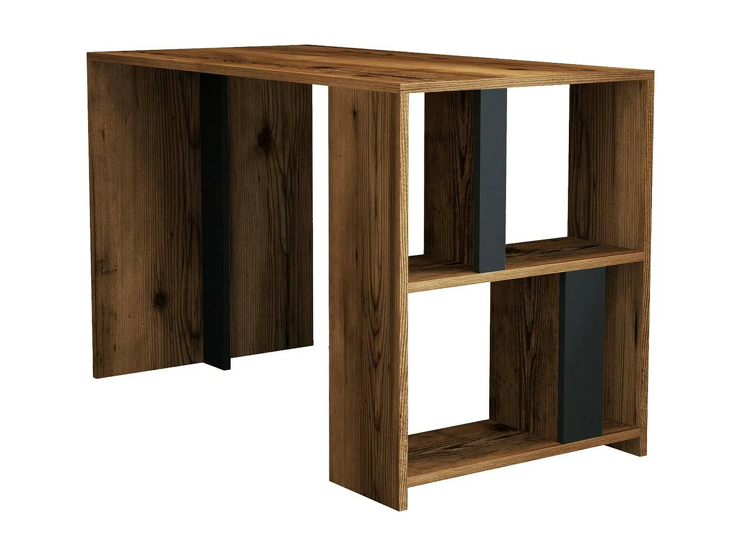 Dpican-werktafel, Multifunctioneel Bureau, PC-kantoortafel, Aanrecht, 120x60h75 cm, Walnoot en Antraciet