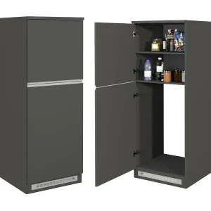 Keuken Arlo, 31 planken, gemaakt in Italië, leigrijs, kitchenette, modulair, 3 laden, Apparaten niet inbegrepen