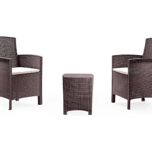 Dfre loungeset voor buiten, Tuinset met kussens, Loungeset voor binnen en buiten met rotaneffect, 100% Made in Italy, Bruin Dfre loungeset voor buiten, Tuinset met kussens, Loungeset voor binnen en buiten met rotaneffect, 100% Made in Italy, Bruin
