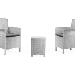Dfre loungeset voor buiten, Tuinset met kussens, Loungeset voor binnen en buiten met rotaneffect, 100% Made in Italy, Wit Dfre loungeset voor buiten, Tuinset met kussens, Loungeset voor binnen en buiten met rotaneffect, 100% Made in Italy, Wit