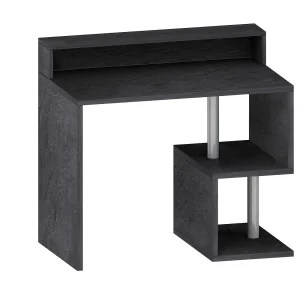 Dchichizol-kantoor, Lineair kantoor met planken, Multifunctioneel kantoor met sprik, 100x50h93 cm, Leisteen