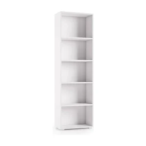 Dedjoum boekenkast, Bibliotheek met 4 verstelbare planken, Boekenplank, Bovenkast met planken, 100% Made in Italy, 60x30h195 cm, Wit
