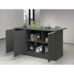 Dcarnelo keukeneiland, Multifunctionele kledingkast, Keukenmeubel, Bijzettafel, 100% Made in Italy, 155x90h90 cm, Antraciet en Leisteen Dcarnelo keukeneiland, Multifunctionele kledingkast, Keukenmeubel, Bijzettafel, 100% Made in Italy, 155x90h90 cm, Antraciet en Leisteen