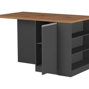Dcannaval keukeneiland, Multifunctionele kledingkast, Keukenmeubel, Bijzettafel, 100% Made in Italy, 160x90h90 cm, Antraciet en Eiken Dcannaval keukeneiland, Multifunctionele kledingkast, Keukenmeubel, Bijzettafel, 100% Made in Italy, 160x90h90 cm, Antraciet en Eiken