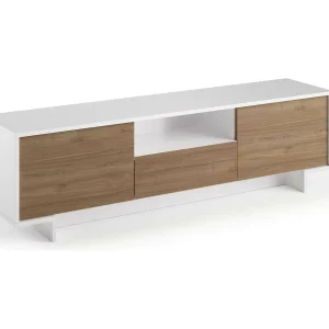 Darrighin tv-standaard, tv-standaard in de woonkamer, lage woonkamer met 2 deuren en 1 lade, 100% Made in Italy, 170x42h48 cm, Wit en Rak Darrighin tv-standaard, tv-standaard in de woonkamer, lage woonkamer met 2 deuren en 1 lade, 100% Made in Italy, 170x42h48 cm, Wit en Rak