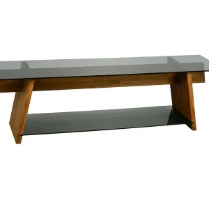 Dpotenz tv-standaard, woonkamermeubel, lage tv-meubel, wandstandaard, 158x40h45 cm, walnoot en zwart Dpotenz tv-standaard, woonkamermeubel, lage tv-meubel, wandstandaard, 158x40h45 cm, walnoot en zwart