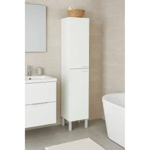 Dfaropp badkamerkolom, Badkamerkolomkast met 2 deuren, Hangkast met 2 planken, 30x25h182 cm, Glanzend wit
