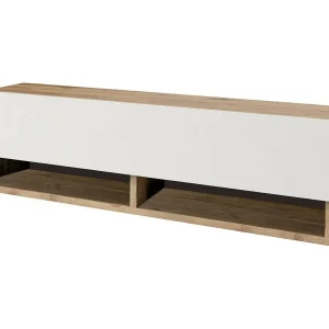 Dfantin tv-standaard, woonkamer, lage tv-meubel, wandstandaard, 100x32h29 cm, eik en wit Dfantin tv-standaard, woonkamer, lage tv-meubel, wandstandaard, 100x32h29 cm, eik en wit