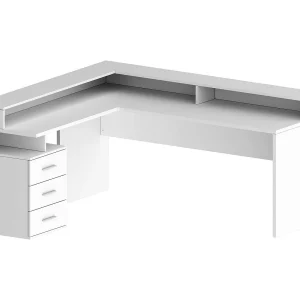 Dcerretell Bureau, Hoekbureau met Hendel, Multifunctioneel Bureau, 180x90h160 cm, Wit Dcerretell Bureau, Hoekbureau met Hendel, Multifunctioneel Bureau, 180x90h160 cm, Wit