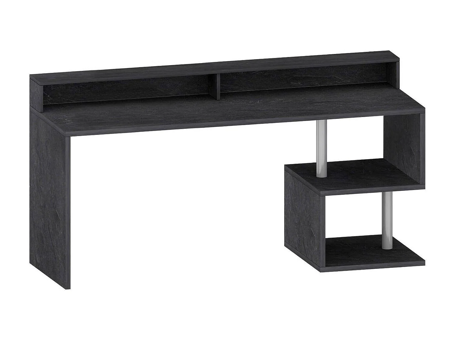 Dcheddir Bureau, Lineair Bureau met Opbergplanken, Multifunctioneel Bureau met Sopralzo, 180x92,5h60 cm, Leisteen