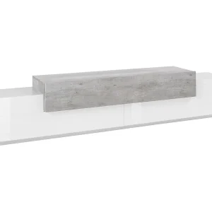 Dlamann TV-meubel, Laag woonkamerdressoir, TV-meubelbasis, 100% Made in Italy, 240x45h52 cm, Glanzend wit en cement Dlamann TV-meubel, Laag woonkamerdressoir, TV-meubelbasis, 100% Made in Italy, 240x45h52 cm, Glanzend wit en cement