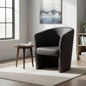 Dpanett fauteuil, Woonkamerfauteuil, Gestoffeerde zitting, Stoel met armleuningen van eco-leer, 64x63h76 cm, Zwart Dpanett fauteuil, Woonkamerfauteuil, Gestoffeerde zitting, Stoel met armleuningen van eco-leer, 64x63h76 cm, Zwart