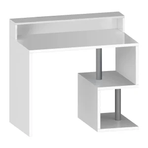 Bureau DchIchizol, Lineair Bureau met oprekplanken, Multifunctioneel kantoor Bureau met bovenzeil, 100x50h93 cm, Wit Bureau DchIchizol, Lineair Bureau met oprekplanken, Multifunctioneel kantoor Bureau met bovenzeil, 100x50h93 cm, Wit