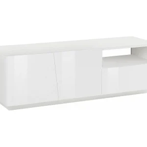Dlandon TV-meubel, Laag woonkamerdressoir met 2 deuren, TV-meubelbasis, 100% Made in Italy, 150x43h46 cm, Glanzend wit Dlandon TV-meubel, Laag woonkamerdressoir met 2 deuren, TV-meubelbasis, 100% Made in Italy, 150x43h46 cm, Glanzend wit
