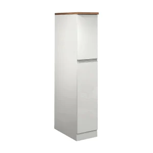 Dcasiragh keukenkast, Multifunctionele kledingkast, Keukenkast, Multifunctionele koelkasthouder, 100% Made in Italy, 30x60h165 cm, Glanzend wit en eiken Dcasiragh keukenkast, Multifunctionele kledingkast, Keukenkast, Multifunctionele koelkasthouder, 100% Made in Italy, 30x60h165 cm, Glanzend wit en eiken