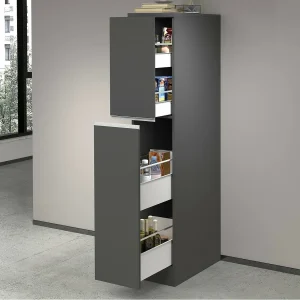 Dcasiragh keukenkast, multifunctionele kledingkast, kitchenettekast, multifunctionele koelkasthouder, 100% gemaakt in Italië, 30x60h165 cm, antraciet en leisteen Dcasiragh keukenkast, multifunctionele kledingkast, kitchenettekast, multifunctionele koelkasthouder, 100% gemaakt in Italië, 30x60h165 cm, antraciet en leisteen