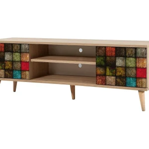 Dfantacc tv-meubel, woonkamermeubel, lage tv-meubel, wandstandaard, 140x40h50 cm, eiken en veelkleurig Dfantacc tv-meubel, woonkamermeubel, lage tv-meubel, wandstandaard, 140x40h50 cm, eiken en veelkleurig