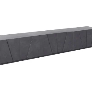 Dgil TV-meubel, Laag woonkamerdressoir, TV-standaardbasis, 100% Made in Italy, 244x44h46 cm, Leisteen