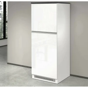 Dcasasol keukenkast, multifunctionele kledingkast, kitchenettemeubel, multifunctionele koelkasthouder, 100% Made in Italy, 60x60h165 cm, glanzend wit en leisteen Dcasasol keukenkast, multifunctionele kledingkast, kitchenettemeubel, multifunctionele koelkasthouder, 100% Made in Italy, 60x60h165 cm, glanzend wit en leisteen