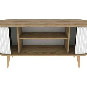 Desteve tv-meubel, woonkamermeubel, laag tv-meubel, wandmeubel, 140x43h64 cm, eiken en wit Desteve tv-meubel, woonkamermeubel, laag tv-meubel, wandmeubel, 140x43h64 cm, eiken en wit