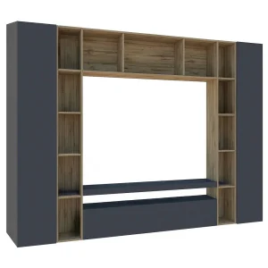 Ddragon wandsysteem, 3-deurs tv-meubel woonkamerset, multifunctioneel woonkamermeubilair, 100% Made in Italy, 270x35h210 cm, antraciet en eiken Ddragon wandsysteem, 3-deurs tv-meubel woonkamerset, multifunctioneel woonkamermeubilair, 100% Made in Italy, 270x35h210 cm, antraciet en eiken