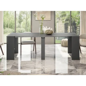 Diluna uitschuifbare console, Uitschuifbare eettafel, Plank met multifunctionele verlengstukken uitschuifbaar tot 10 zitplaatsen, 51/237x90h78 cm, Antraciet Diluna uitschuifbare console, Uitschuifbare eettafel, Plank met multifunctionele verlengstukken uitschuifbaar tot 10 zitplaatsen, 51/237x90h78 cm, Antraciet