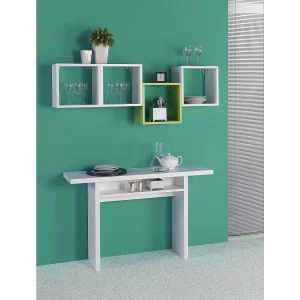 Dgalles uitschuifbare console, Eettafel met boekopening, Uitschuifbare multifunctionele console, 100% Made in Italy, 120x70h75 cm, Wit Dgalles uitschuifbare console, Eettafel met boekopening, Uitschuifbare multifunctionele console, 100% Made in Italy, 120x70h75 cm, Wit