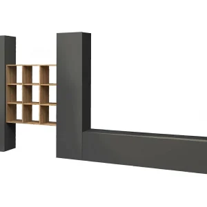 Dcarbon wandsysteem, 3-deurs tv-meubel woonkamerset, multifunctioneel woonkamermeubilair, 100% Made in Italy, 270x30h180 cm, antraciet en esdoorn Dcarbon wandsysteem, 3-deurs tv-meubel woonkamerset, multifunctioneel woonkamermeubilair, 100% Made in Italy, 270x30h180 cm, antraciet en esdoorn