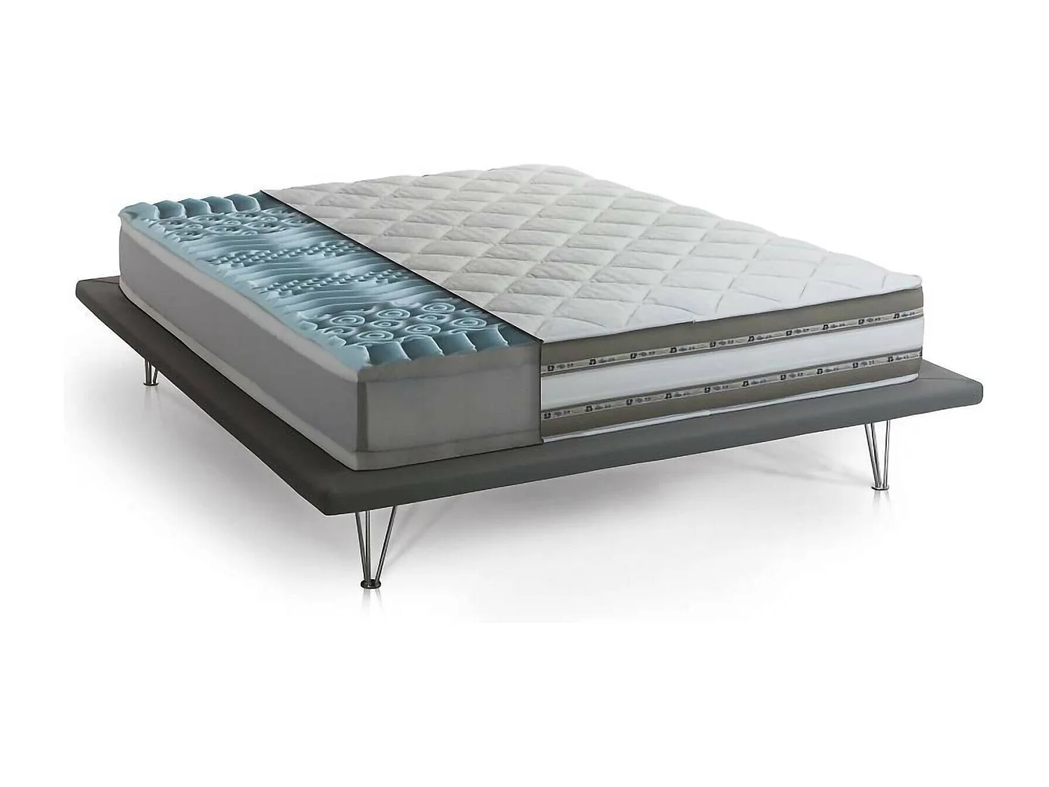 Dmirant tweepersoonsmatras, traagschuim- en gelmatras met 9 gedifferentieerde zones, 100% Made in Italy, anti-mijt en hypoallergeen, 140x190h27 cm