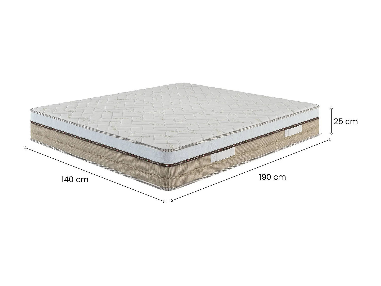 Dlonard dubbele matras, Hoogwaardige matras, Ergonomische matras, Pocketveringmatras, 100% Made in Italy, 140x190xh25 cm