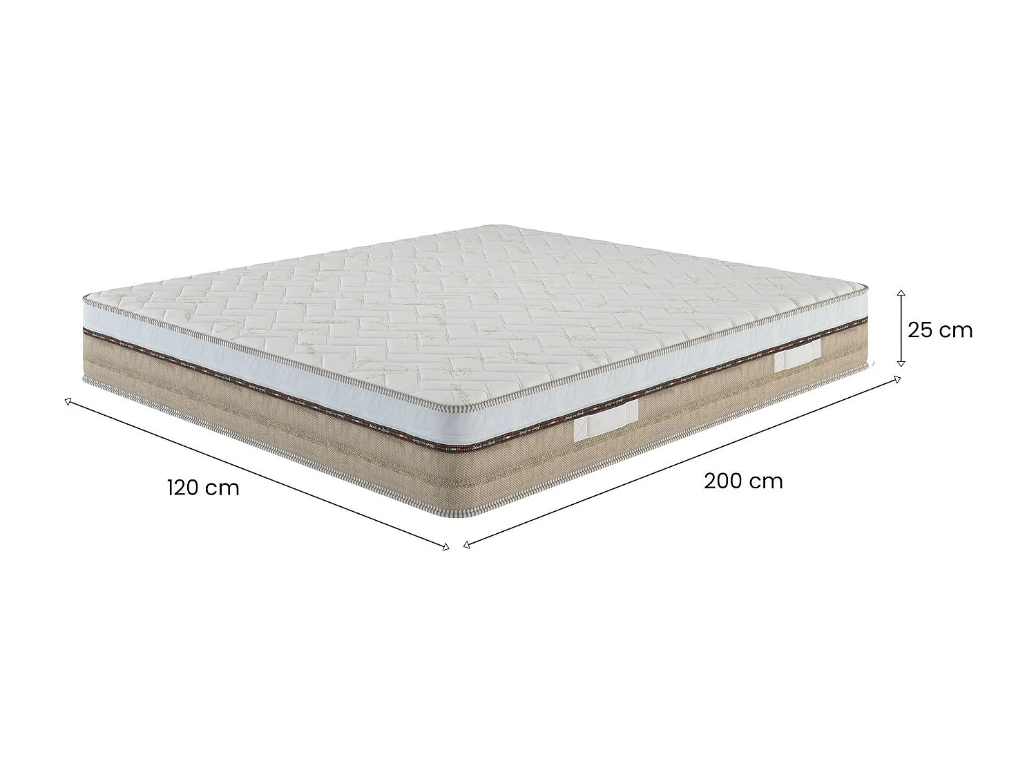 Ddaffar dubbele matras, Memory Foam Matras, Ergonomische matras, Pocketveringmatras, 100% Made in Italy, 120x200xh25 cm