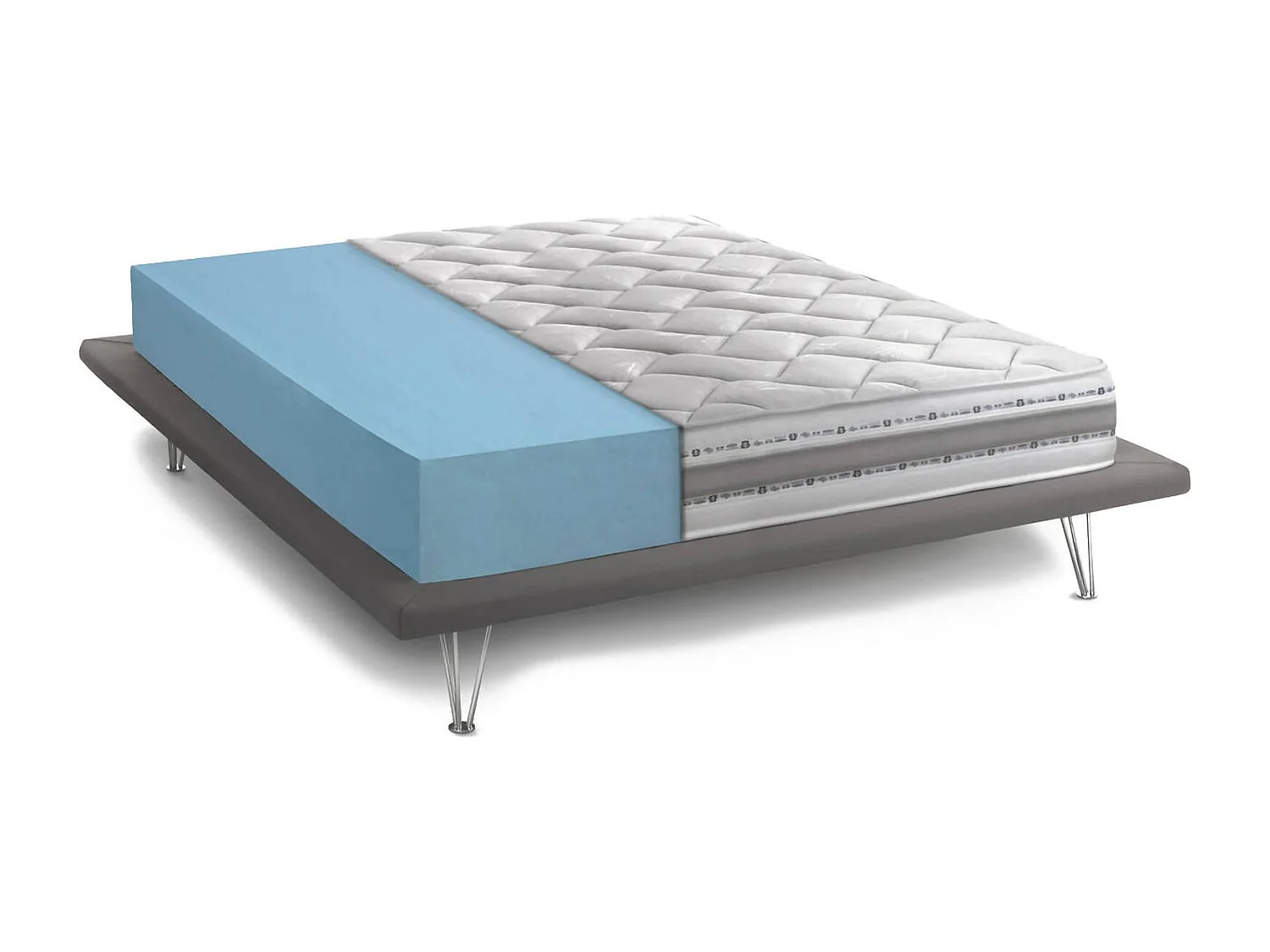 Dmignan dubbele matras, uitneembaar traagschuim en waterschuimmatras, 100% Made in Italy, anti-mijt en hypoallergeen, 140x200h21 cm