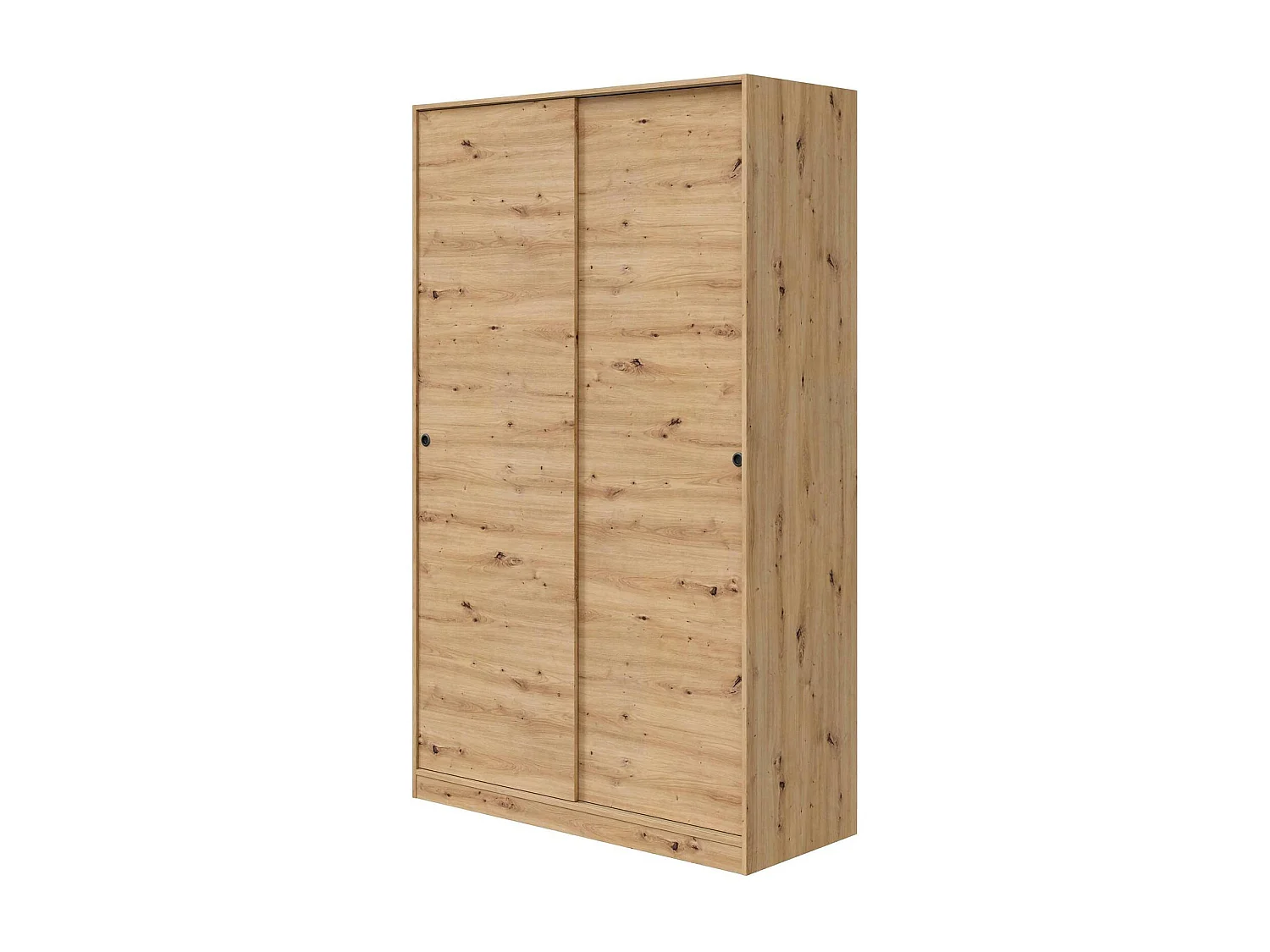 Dnoce kledingkast, Slaapkamerkast met 2 schuifdeuren, Kast met 4 planken en kledingroede, 120x50h200 cm, Nodi Eiken