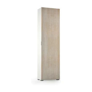 Dbartolome Multifunctionele kledingkast met 1 deur, Multifunctionele kast met 1 deur, Schoenenrek met planken, 100% Made in Italy, 50x30h182 cm, Eiken