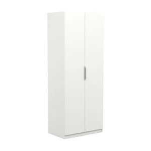 Djakobsso 2-deurskast, Slaapkamermeubel, Inloopkast, Kledingkast, 79×51 h203 cm, Mat wit