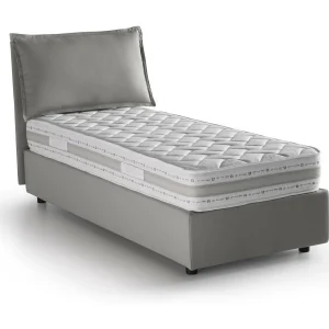 Dmarcon eenpersoonsbed, Opbergbed met stoffen bekleding, 100% Made in Italy, Opening aan de voorkant, inclusief matras van 80×200 cm, Grijs
