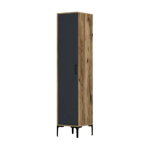 Dnuytinc multifunctionele kledingkast 1 deur, Multifunctionele kast, Schoenenkast, Schoenenkast, 40x48h201 cm, Walnoot en Antraciet Dnuytinc multifunctionele kledingkast 1 deur, Multifunctionele kast, Schoenenkast, Schoenenkast, 40x48h201 cm, Walnoot en Antraciet