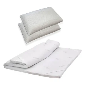 Dmatr eenpersoonstopper, matrasset met kussen, traagschuimtopper, hypoallergene en ademende topper, 100% gemaakt in Italië, 90x200xh5 cm