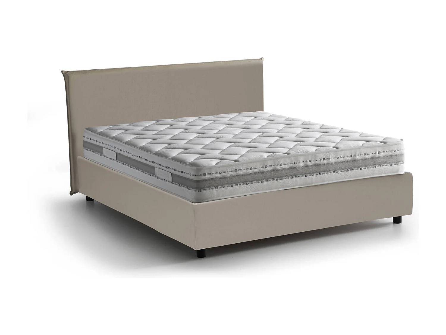 Dalunn tweepersoonsbed, Opbergbed met bekleding van eco-leer, 100% Made in Italy, Opening aan de voorzijde, inclusief matras 160x190 cm, Taupe